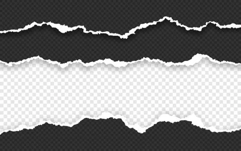 Horizontal torn paper edge. Ripped squared horizontal paper strips. Vector il Stock Illustration