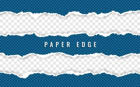 Horizontal torn paper edge. Ripped squared horizontal paper strips. Vector il Illustrazione stock