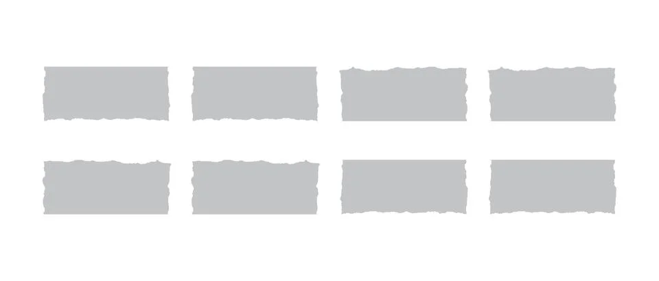 Horizontal Torn Paper Frames with Rough Edges Vector Collection Stock Illustration