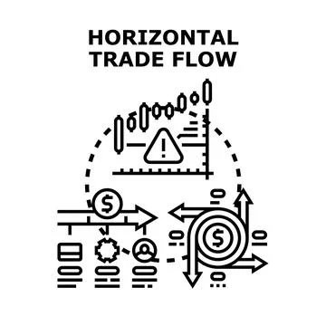 Horizontal trade flow representing business exchange strategy Stock Illustration