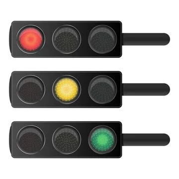 Horizontal traffic light sequence on transparent background Stock Illustration