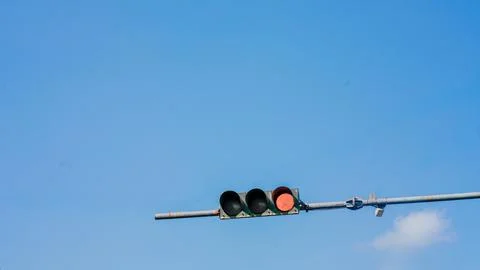 Horizontal Traffic Light Showing Red Signal Stock Photos