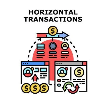 Horizontal transactions illustrating business processes and financial exchang Stock Illustration
