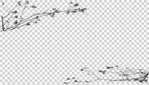 Horizontal tree branch framing elements isolated on transparent background 스톡 일러스트