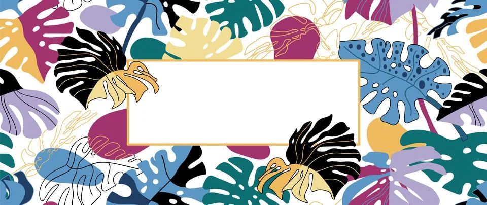 Horizontal tropical leaf borer frame. Stock Illustration