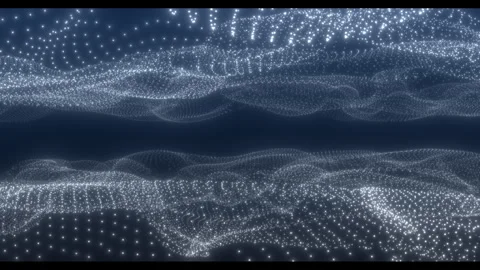 A horizontal tunnel of two waving particle surfaces 1 Stock Footage 303338616