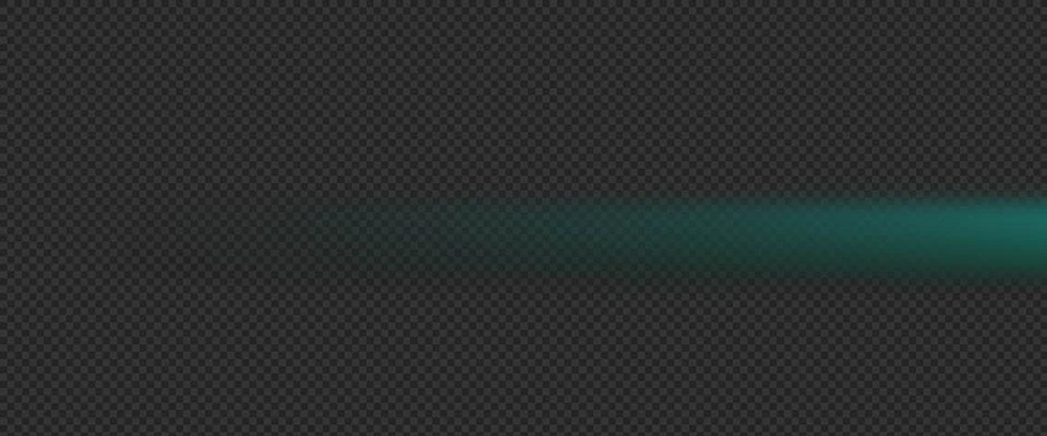 Horizontal turquoise light beam with soft glow effect on dark transparent b.. Stock Illustration
