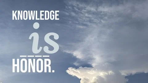 Horizontal typography design featuring the quote Knowledge is Honor set aga.. Fotos de archivo