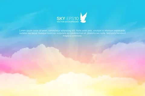 Horizontal vector background with realistic pink-blue sky Illustrazione stock