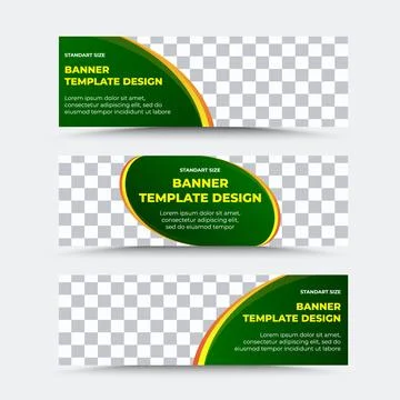 Horizontal vector banner templates in green yellow orange Stock Illustration