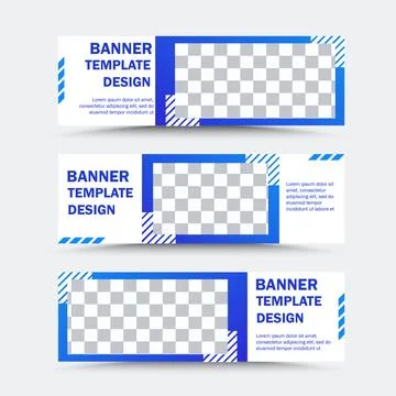 Horizontal vector banner templates in white and blue Stock Illustration