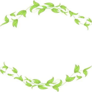 Horizontal vector border of leaves and stems with hearts in the shape of an a Stock-Illustration