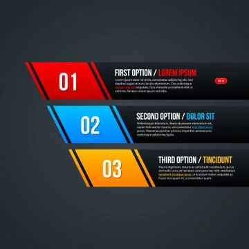 Horizontal vector chart template with three elements on gray background. EPS1 Stock Illustration