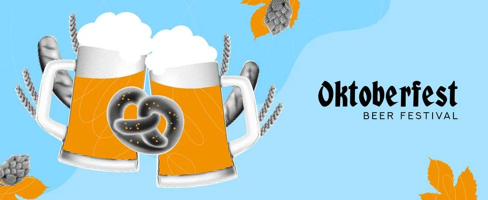 Horizontal vector collage for Oktoberfest Stock Illustration