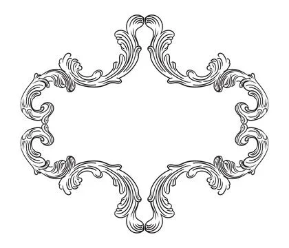 Horizontal vector engraved frame baroque design element Stockillustratie