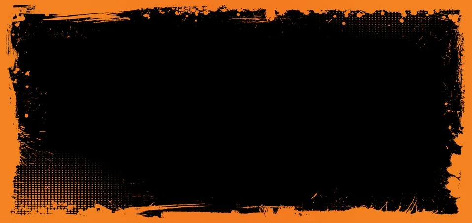Horizontal vector Halloween banner background with grunge border Stock Illustration
