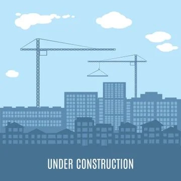 Horizontal vector illustration of city under construction Stock Illustration
