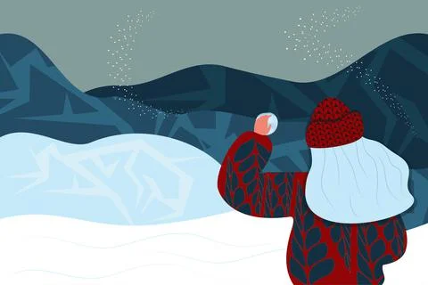 Horizontal vector. Postcard, background Happy New Year and Merry Christmas. Stock Illustration