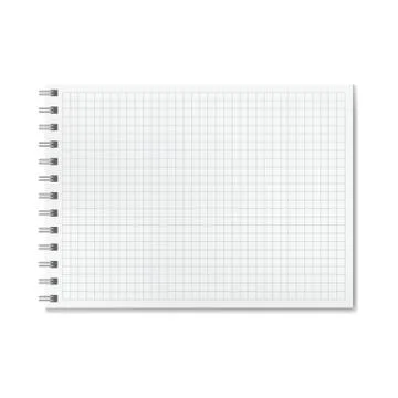 Horizontal vector realistic graph ruled notebook Stock Illustration