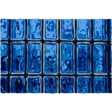 Horizontal vector texture of part of a blue glass transparent square brick Illustrazione stock