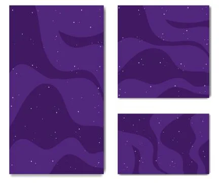 Horizontal, vertical, square space background set. Outer space purple backdro Illustrazione stock