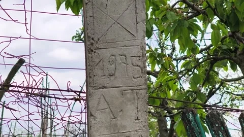 Horizontal video of an old concrete pole in Comarna, Iasi, Romania. Stock Footage 334387717