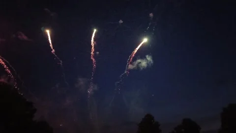Horizontal video showing bright multicolor fireworks Stock Footage 340525387