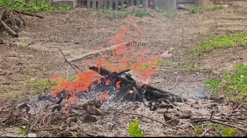Horizontal video of a vegetation fire in Comarna Stock-Footage 334181247