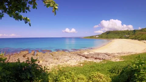 Horizontal view of beautiful view of  seaside beach side coral rock with clam bl Stock Footage 281468678