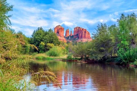 Horizontal view of cathedral rock Stock Photos