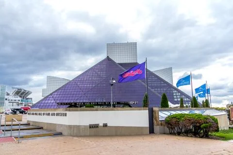 Horizontal view of the Rock and Roll Hall of Fame Stock Photos