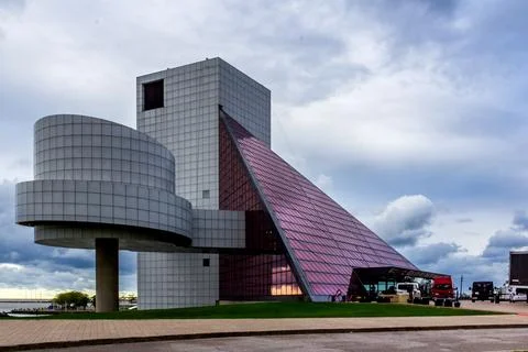 Horizontal view of the Rock and Roll Hall of Fame Stock Photos