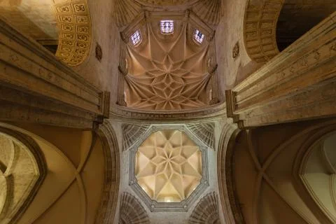 Horizontal view of the upper archs, domes and architectural design of the san Stock Photos