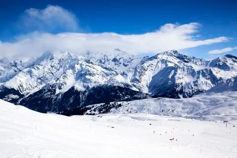Horizontal view of winter mountain Stock Photos