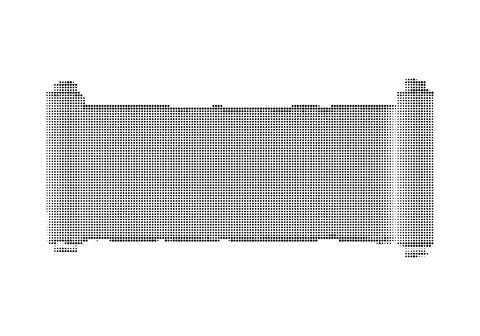 Horizontal vintage scroll paper icon featuring black halftone dot texture f.. Иллюстрация