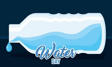 Horizontal water day poster plastic water bottle Vector Stock Illustration