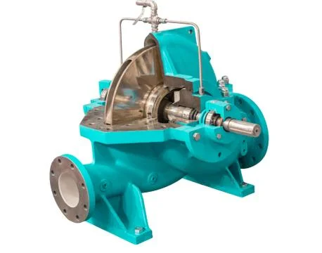 Horizontal water pump, cross section. The internal device is shown. Stock Photos