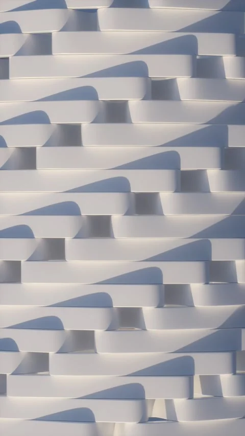 Horizontal Waving ribbons loop pattern white lines background 3d render Stock Footage 345154345