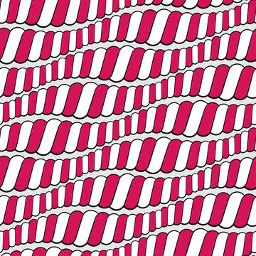 Horizontal wavy stripes in red and white. Seamless vector pattern. Stock Illustration
