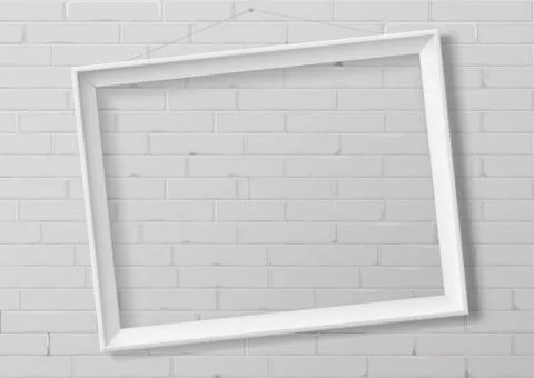 Horizontal white empty frame from wood Stock Illustration