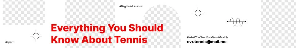 Horizontal White Header Template for your Channel about Tennis with red title Stock Illustration