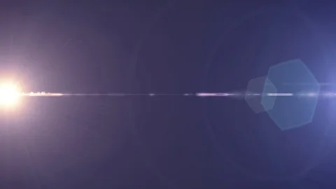 Horizontal white moving lights optical lens flares overlay shiny animation art Stock Footage 85357935