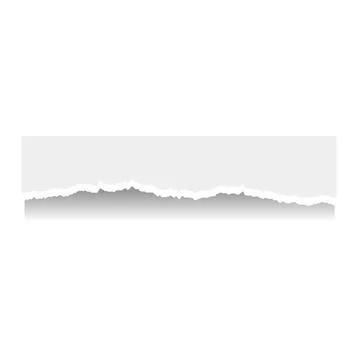 Horizontal white ripped paper edge with realistic drop shadow overlay. Stock Illustration