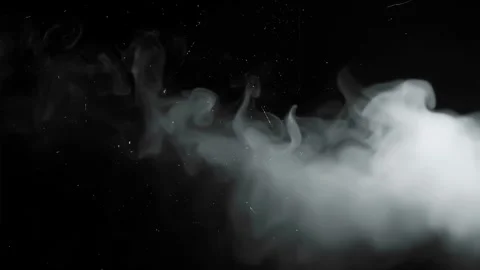 Horizontal White Smoke Trail Flow with Film Scratch Grunge Texture Dust Particle Stock Footage 335976220