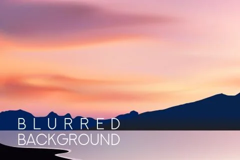 Horizontal wide blurred mountain background - sunset colors With quote Illustrazione stock