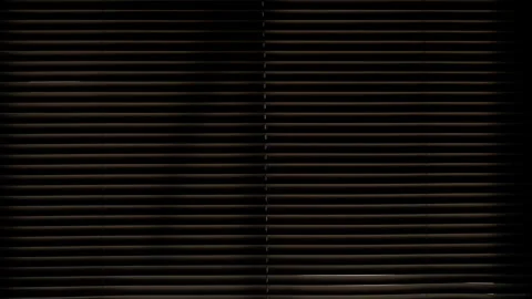 Horizontal Window Blinds Slowly Closing to Block Sunlight and Outdoor View, Inte Stock Footage 339204097