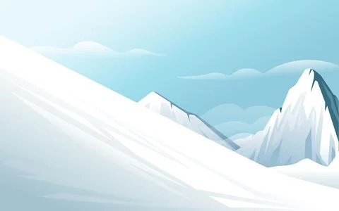 Horizontal winter mountain landscape with clear sky mountains covered snowvec Stock Illustration
