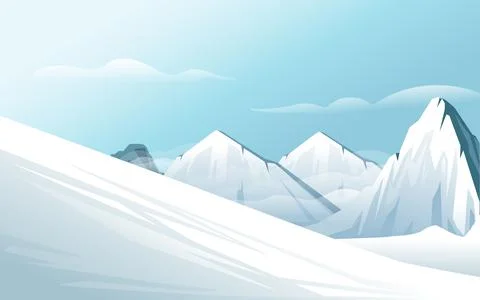 Horizontal winter mountain landscape with clear sky mountains covered snow ve Stock Illustration