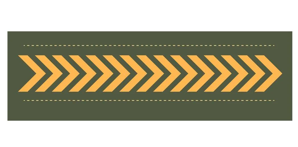 Horizontal Yellow Chevron Arrow Pattern Banner on Olive Background Conveyin.. Stock Illustration