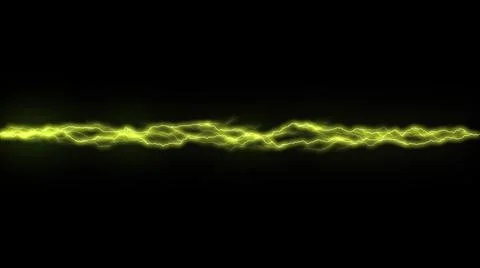 Horizontal yellow lightning bolt on black background Stock Illustration